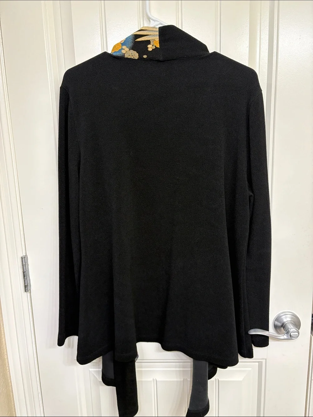 Soft‎ Surroundings Printed Open Black Knit Stretch Cardigan Size XL Extra Large